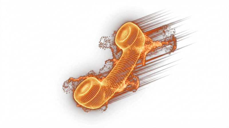 Telefonhörer mit Speed-Streifen als Sinnbild für schnelle Reaktion auf Anfragen